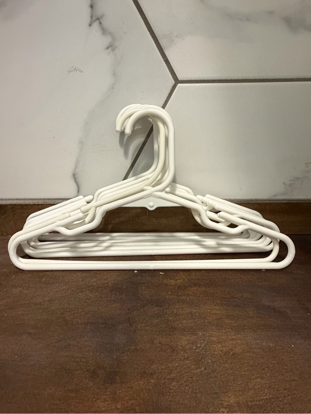 Kids White Plastic Clothing Hangers - Set